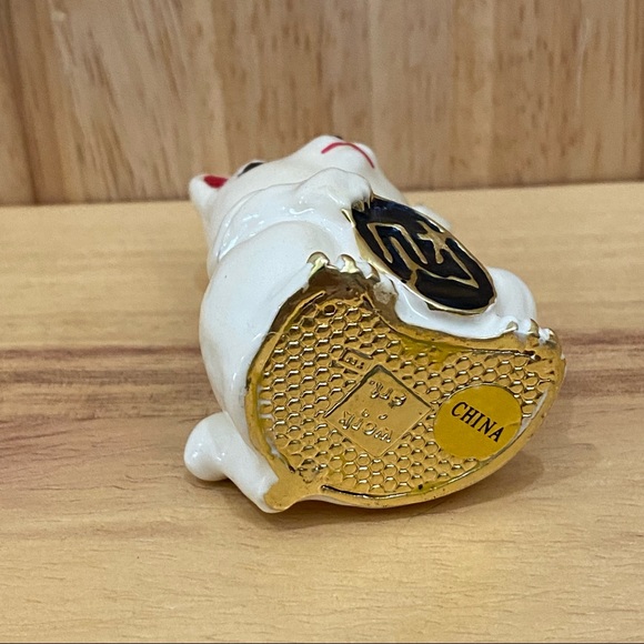 Objet d Art Form Work of Art Asian Lucky Cat Fortune Cat Enamel Trinket Box - Picture 9 of 11